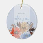 Elegant Blauw Pastel Waterverf Bloemen Keramisch Ornament (Links)