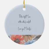 Elegant Blauw Pastel Waterverf Bloemen Keramisch Ornament (Achterkant)