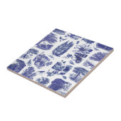 Elegant blauw pastoraal naadloos tegeltje (Zijkant)