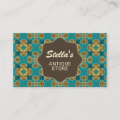 Elegant Blauw Patroon | Antiek dealer Visitekaartje (Voorkant)