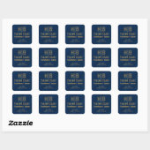 Elegant blauw patroon | Gouden monogram zakelijk l Vierkante Sticker (Vel)