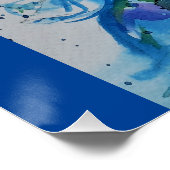 Elegant blauw pauw aquarel schilderij perfect poster (Hoek)