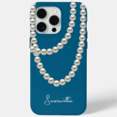 Elegant blauw Pearl ketting Case-Mate iPhone Case (Achterkant)