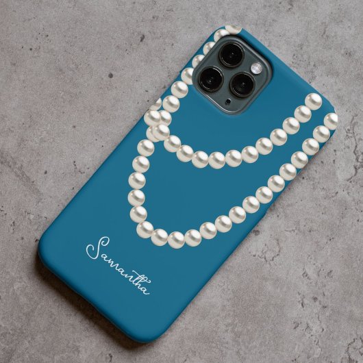 Elegant blauw Pearl ketting Case-Mate iPhone Case
