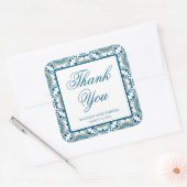 Elegant Blauw Perzisch Mozaïek Bruiloft Dank u Vierkante Sticker (Envelop)