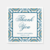 Elegant Blauw Perzisch Mozaïek Bruiloft Servet (Voorkant)