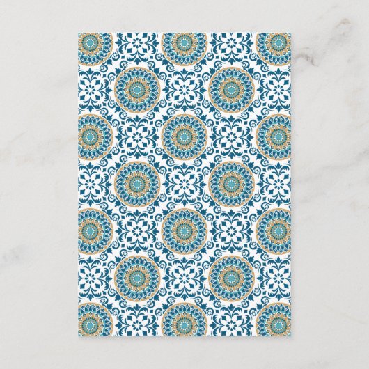 Elegant Blauw Perzisch Mozaïek Islamitische Moslim Informatiekaartje (Achterkant)