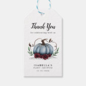 Elegant Blauw Pompoen Baby shower Favor Cadeaulabel (Voorkant)