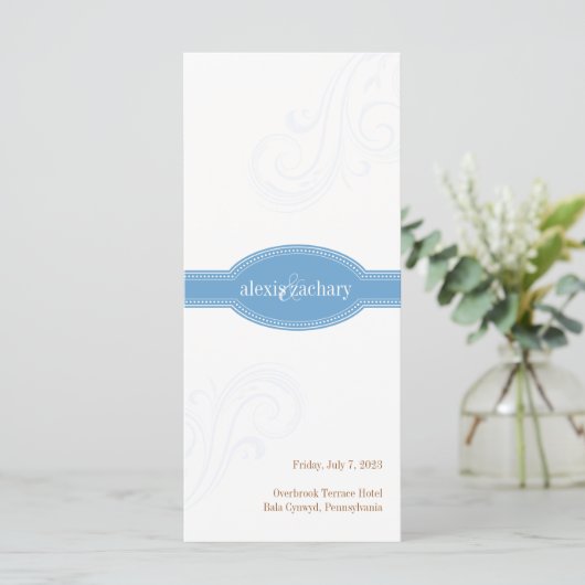 Elegant blauw programma, Caroline Wedding Collecti (Staand voorkant)