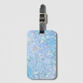 Elegant blauw regenboogholografisch marmerijs bagagelabel (Voorkant (verticaal))