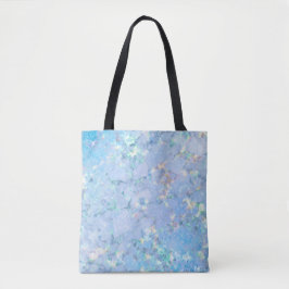 Elegant blauw regenboogholografisch marmerijs tote bag