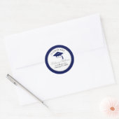 Elegant Blauw Retouradres Afstudeerdocent Ronde Sticker (Envelop)