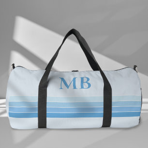 Elegant Blauw Retro Strepen Monogram Plunjezak