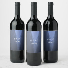 Elegant Blauw Romantisch Wijn & Mousserende Wijn L Etiket
