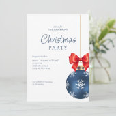 Elegant blauw rood boog kerstfeest feestdagenkaart (Staand voorkant)