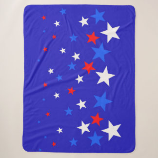 Elegant Blauw, Rood en Wit Sterpatroon Sherpa Deken
