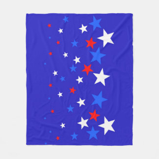 Elegant blauw, rood en wit sterrenpatroon fleece deken