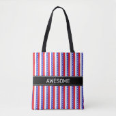 Elegant Blauw Rood Verticale Stripes Tote Bag (Voorkant)