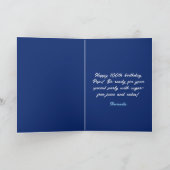 Elegant blauw Roos 100e verjaardag Kaart (Binnen)