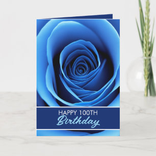 Elegant blauw Roos 100e verjaardag Kaart