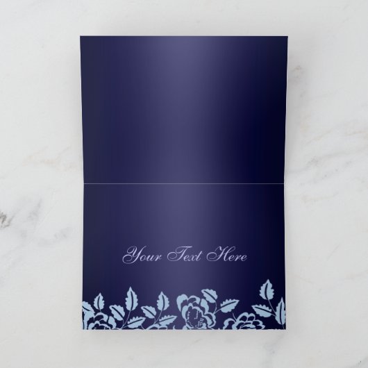 Elegant blauw Roos bedankkaart (Binnen)