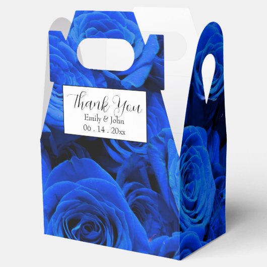 Elegant blauw roos blauw bloemblauw bedankdoosjes (Geopend)