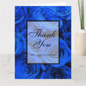 Elegant blauw roos blauw bloemblauw bedankkaart (Voorkant)