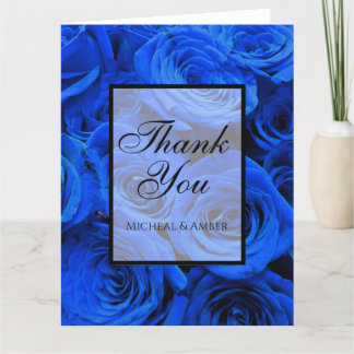 Elegant blauw roos blauw bloemblauw bedankkaart