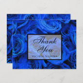 Elegant blauw roos blauw bloemblauw bedankkaart (Voorkant / Achterkant)