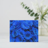 Elegant blauw roos blauw bloemblauw briefkaart (Staand voorkant)