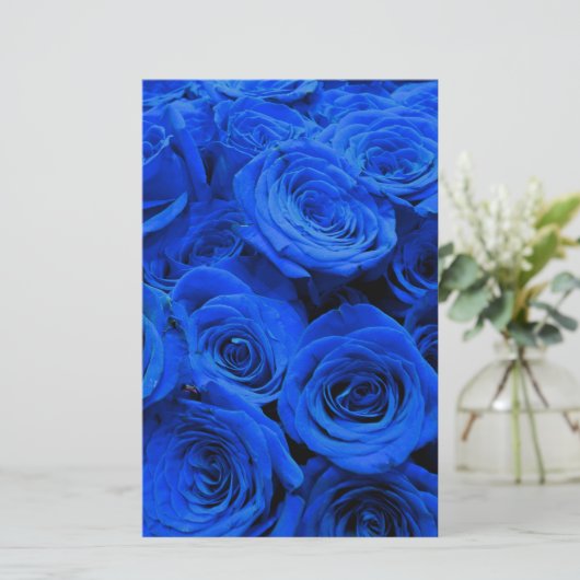 Elegant blauw roos blauw bloemblauw briefpapier (Staand voorkant)