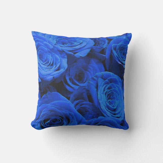 Elegant blauw roos blauw bloemblauw buitenkussen (Voorkant)