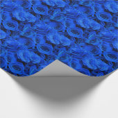 Elegant blauw roos blauw bloemblauw cadeaupapier (Hoek)