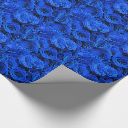 Elegant blauw roos blauw bloemblauw cadeaupapier (Hoek)