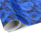 Elegant blauw roos blauw bloemblauw cadeaupapier (Rol Hoek)