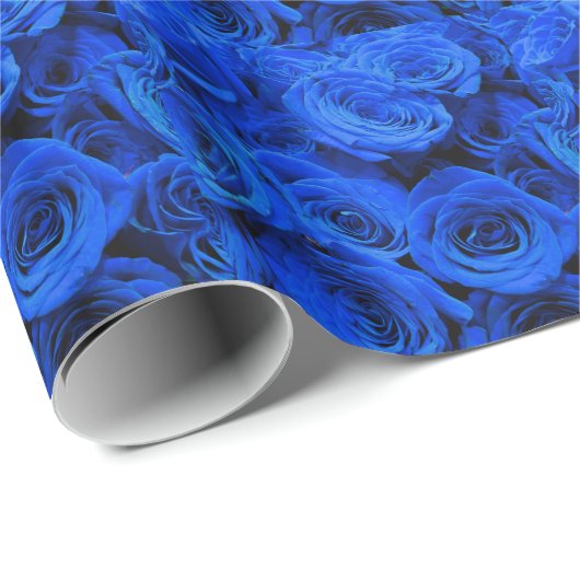 Elegant blauw roos blauw bloemblauw cadeaupapier (Rol Hoek)