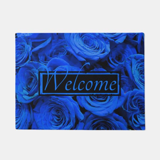Elegant blauw roos blauw bloemblauw deurmat (Voorkant)
