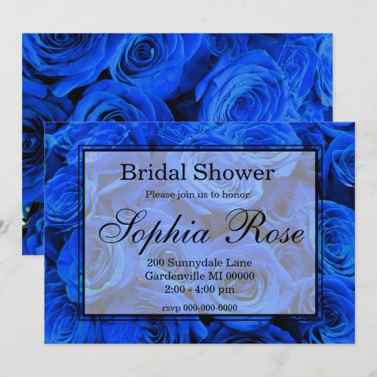 Elegant blauw roos blauw bloemblauw kaart (Voorkant / Achterkant)