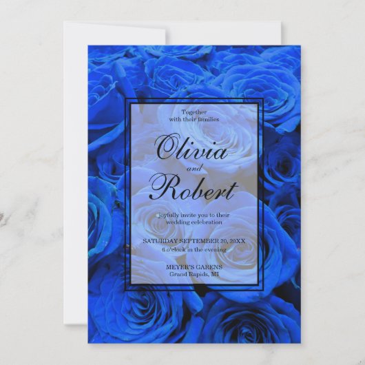 Elegant blauw roos blauw bloemblauw kaart (Voorkant)