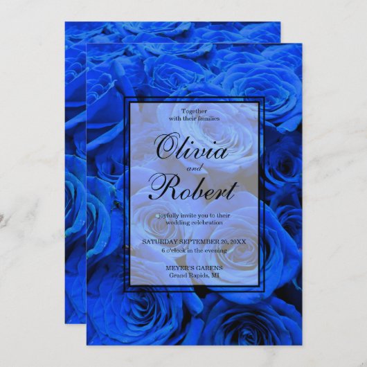 Elegant blauw roos blauw bloemblauw kaart (Voorkant / Achterkant)