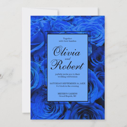Elegant blauw roos blauw bloemblauw kaart (Voorkant)