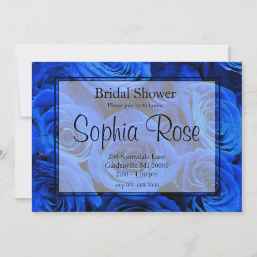 Elegant blauw roos blauw bloemblauw kaart (Voorkant)