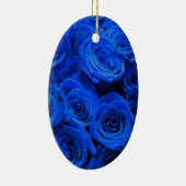 Elegant blauw roos blauw bloemblauw keramisch ornament (Rechts)