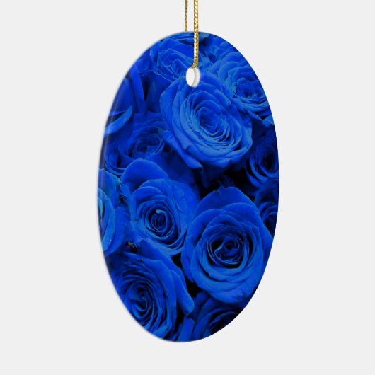 Elegant blauw roos blauw bloemblauw keramisch ornament (Rechts)