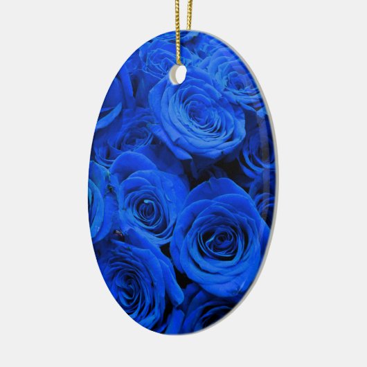 Elegant blauw roos blauw bloemblauw keramisch ornament (Links)