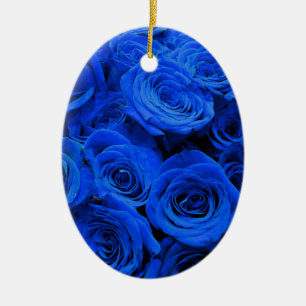 Elegant blauw roos blauw bloemblauw keramisch ornament