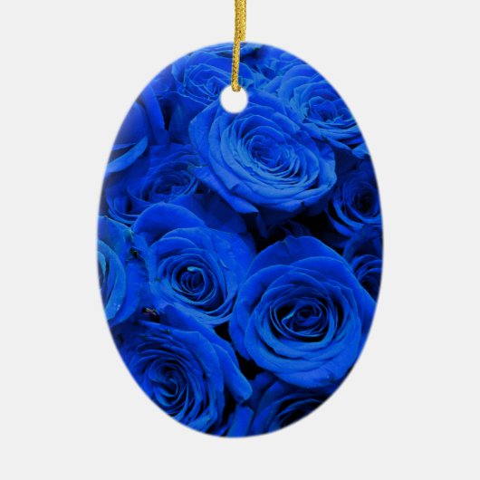 Elegant blauw roos blauw bloemblauw keramisch ornament (Voorkant)