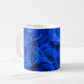 Elegant blauw roos blauw bloemblauw koffiemok (Voorkant links)