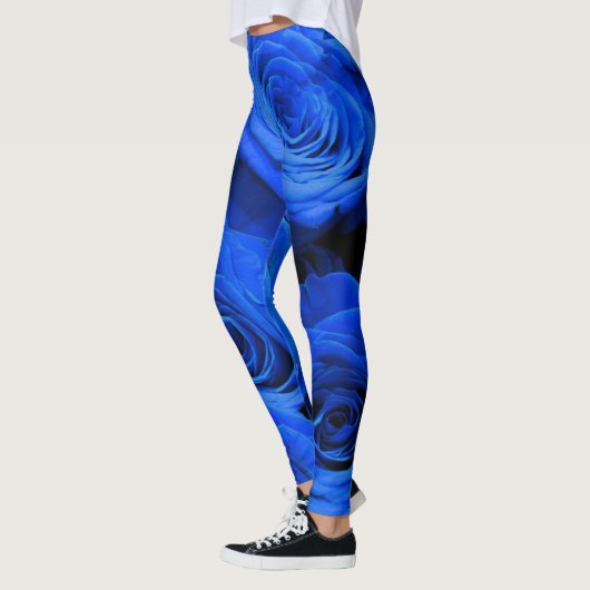 Elegant blauw roos blauw bloemblauw leggings (Links)