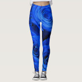 Elegant blauw roos blauw bloemblauw leggings (Voorkant)